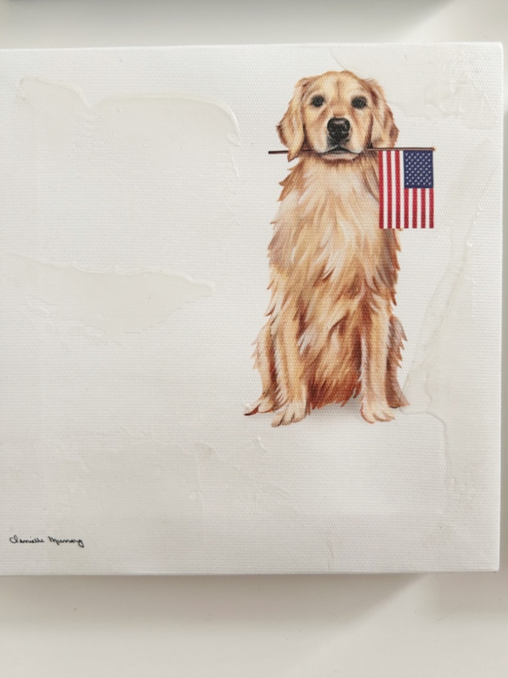 GOLDEN RETRIEVER - Home decor Patriotic Dog Square Canvas